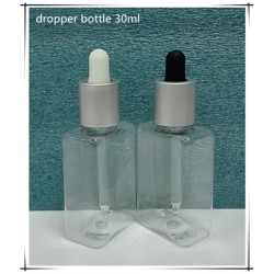 方形 PET30ML滴管瓶 鍍銀旋蓋，黑白膠頭，大量現(xiàn)貨